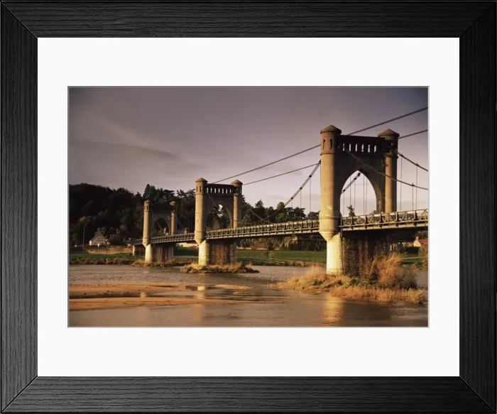 Framed Print : Suspension bridge across the River Loire, Langeais, Indre-et-Loire, Centre Framed Print : Suspension bridge across the River Loire, Langeais, Indre-et-Loire, Centre