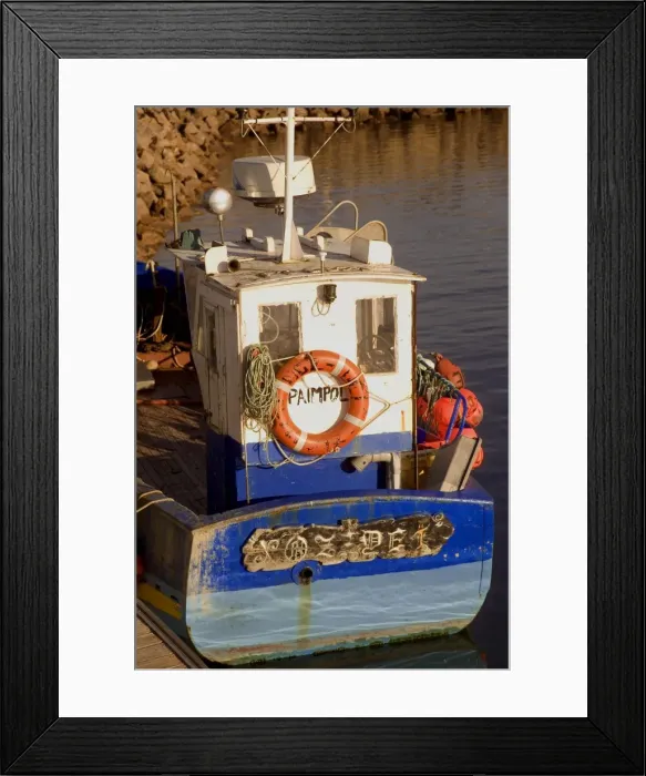 Framed Print : Fishing boat in port at coastal resort of Trebeurden, Cote de Granit Rose Framed Print : Fishing boat in port at coastal resort of Trebeurden, Cote de Granit Rose
