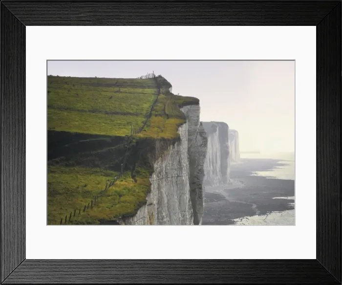 Framed Print : Chalk cliffs from clifftop path, Ault, Picardy, France, Europe Framed Print : Chalk cliffs from clifftop path, Ault, Picardy, France, Europe