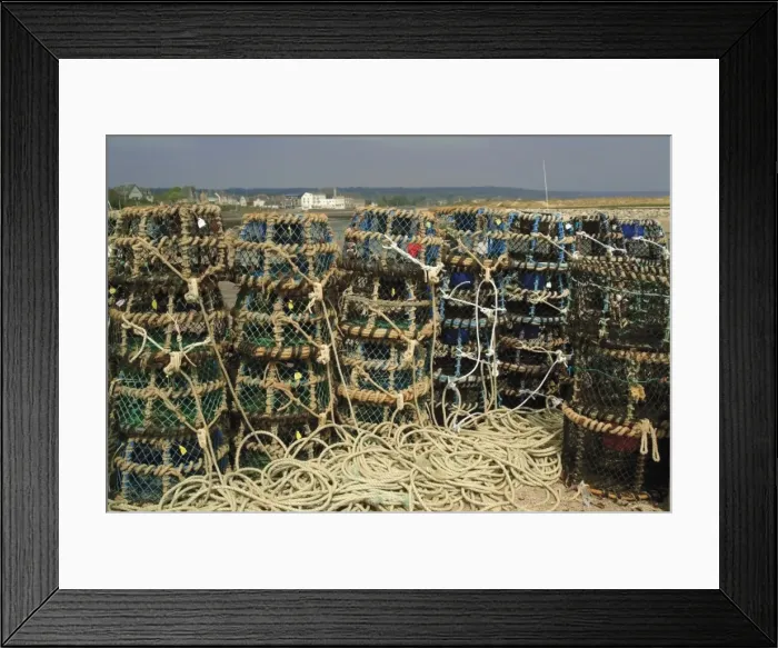 Framed Print : Fish traps, Cotentin Peninsula, Manche, Normandy, France, Europe