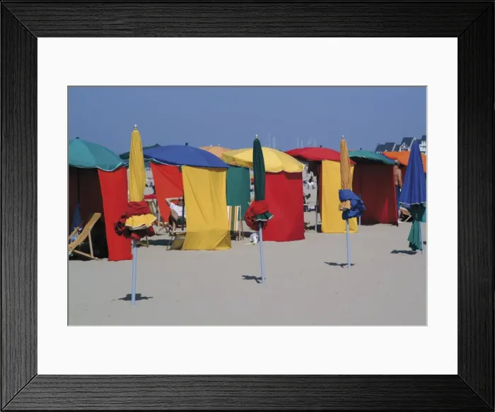 Framed Print : Multi-coloured beach tents and umbrellas, Deauville, Calvados, Normandy, France, Europe Framed Print : Multi-coloured beach tents and umbrellas, Deauville, Calvados, Normandy, France, Europe