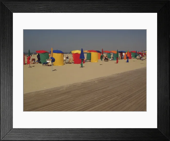 Framed Print : La planche (boardwalk) and beach, Deauville, Calvados, Normandy, France, Europe
