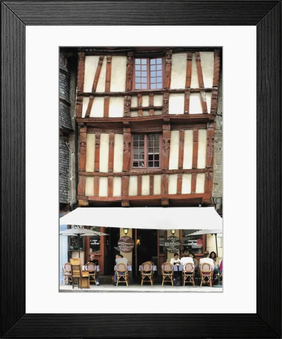 Framed Print : Pavement cafe and restaurant in Old Town, Lannion, Cotes d Armor, Brittany Framed Print : Pavement cafe and restaurant in Old Town, Lannion, Cotes d Armor, Brittany