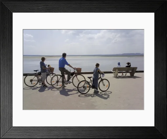 Framed Print : Family on bicycles, Le Crotoy, Somme Estuary, Picardy, France, Europe Framed Print : Family on bicycles, Le Crotoy, Somme Estuary, Picardy, France, Europe