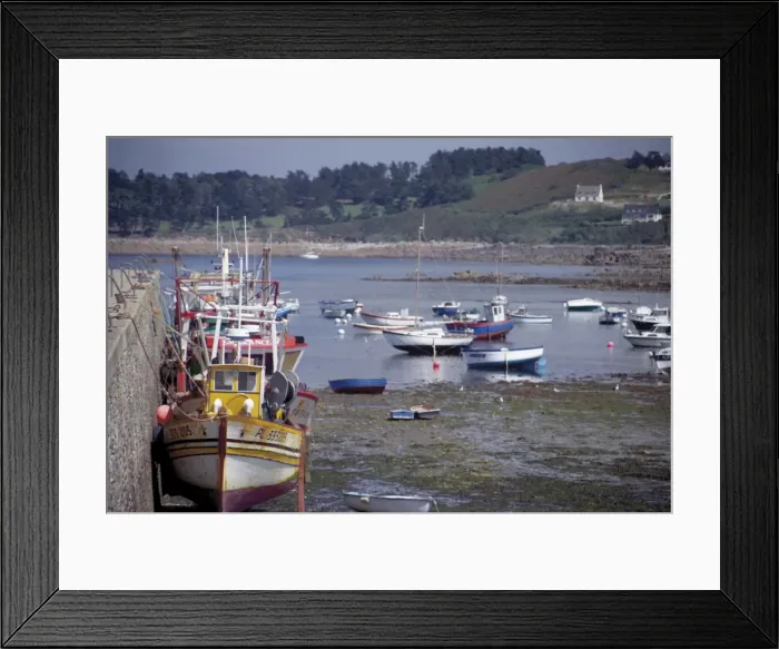 Framed Print : Fishing boats and pleasure boats in harbour, Loquemeau, Cote de Granit Rose Framed Print : Fishing boats and pleasure boats in harbour, Loquemeau, Cote de Granit Rose