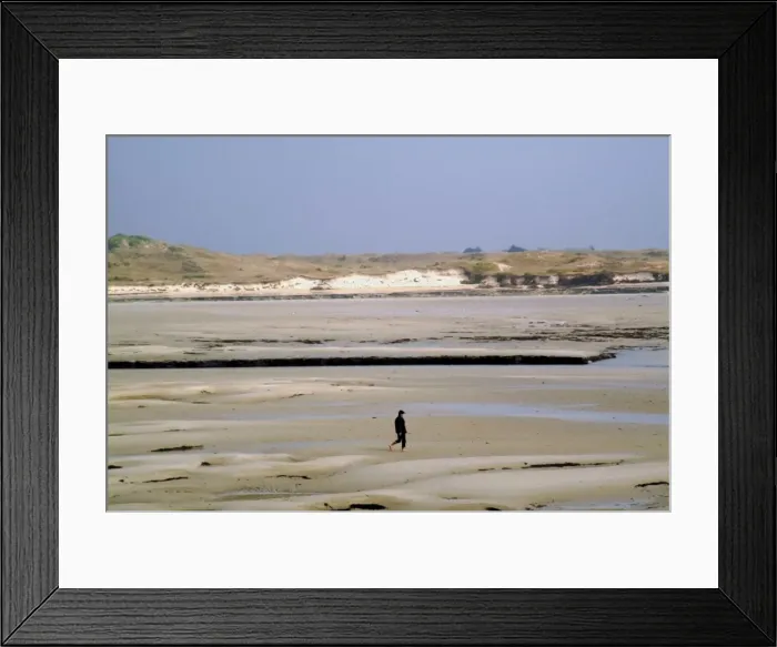 Framed Print : Walker on sands at low tide, Portbail, Cotentin Peninsula, Manche, Normandy Framed Print : Walker on sands at low tide, Portbail, Cotentin Peninsula, Manche, Normandy