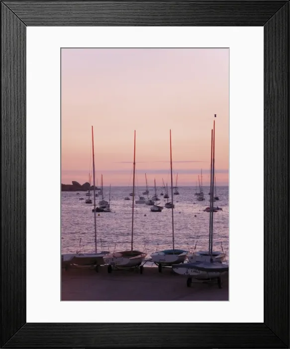 Framed Print : Sunset over boats, Tregastel, Cote de Granit Rose, Cotes d Armor, Brittany Framed Print : Sunset over boats, Tregastel, Cote de Granit Rose, Cotes d Armor, Brittany