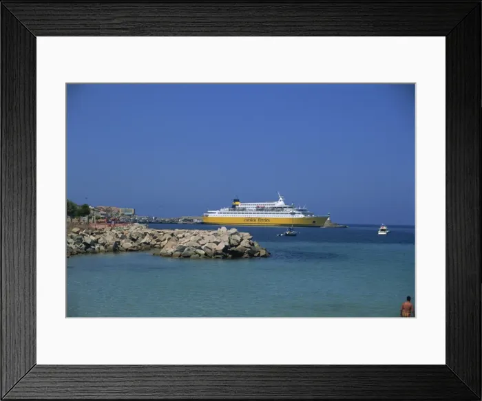 Framed Print : Passenger ferry, Ile Rousse, Corsica, France, Europe Framed Print : Passenger ferry, Ile Rousse, Corsica, France, Europe