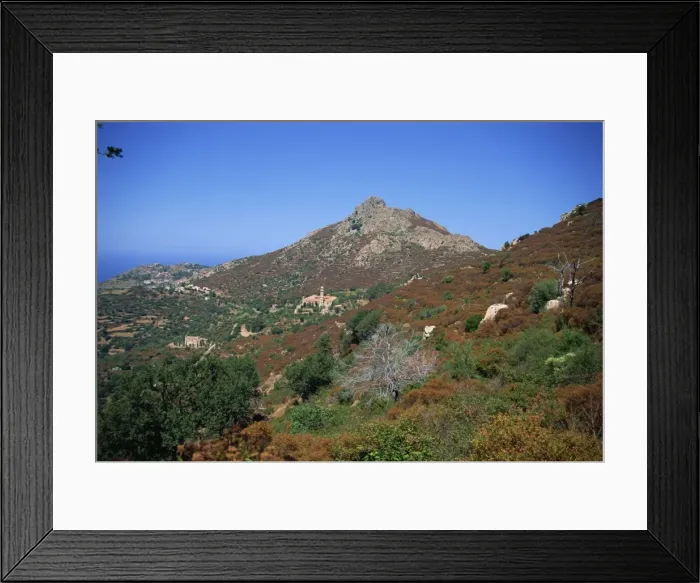 Framed Print : Landscape near Corbara, Balagne region, Corsica, France, Europe Framed Print : Landscape near Corbara, Balagne region, Corsica, France, Europe