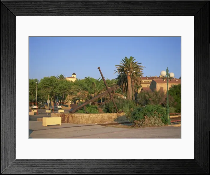 Framed Print : Anchor as sculpture, Ile Rousse, Corsica, France, Europe Framed Print : Anchor as sculpture, Ile Rousse, Corsica, France, Europe
