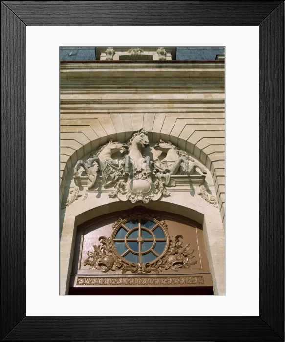 Framed Print : Sculpture of horses on the Musee Vivant du Cheval at Chantilly, in Picardie Framed Print : Sculpture of horses on the Musee Vivant du Cheval at Chantilly, in Picardie