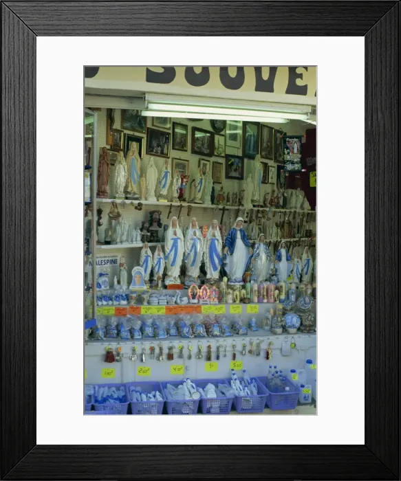 Framed Print : Souvenir shop at Lourdes, Midi Pyrenees, France, Europe Framed Print : Souvenir shop at Lourdes, Midi Pyrenees, France, Europe