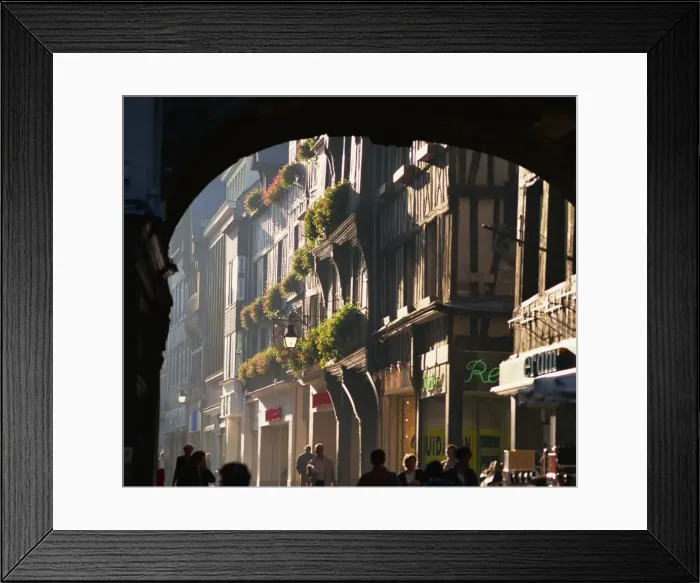 Framed Print : Timbered houses in the Rue du Gros Horloge in the city of Rouen, Seine Maritime Framed Print : Timbered houses in the Rue du Gros Horloge in the city of Rouen, Seine Maritime