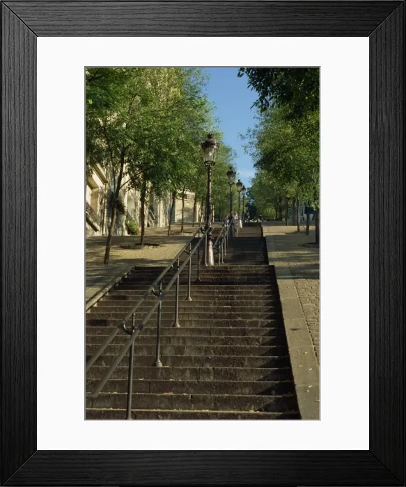 Framed Print : Looking up the famous steps of Montmartre, Paris, France, Europe Framed Print : Looking up the famous steps of Montmartre, Paris, France, Europe