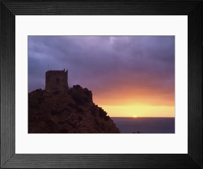 Framed Print : Genoese tower at sunset, Porto, Corsica, France, Mediterranean, Europe Framed Print : Genoese tower at sunset, Porto, Corsica, France, Mediterranean, Europe