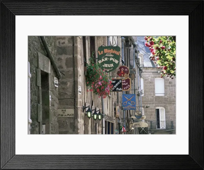 Framed Print : Traditional signs, Dinan, Cotes d Armor, Brittany, France, Europe Framed Print : Traditional signs, Dinan, Cotes d Armor, Brittany, France, Europe