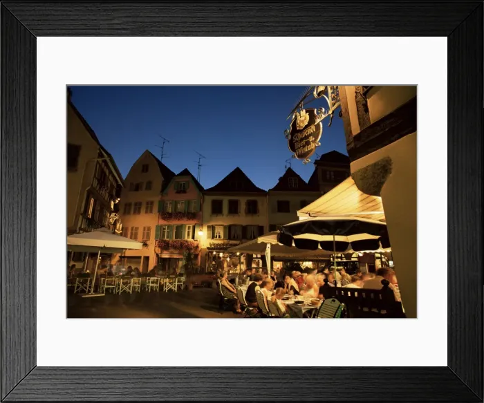 Framed Print : Dining at night in the Place de l Ancienne Douane, Colmar, Haut-Rhin Framed Print : Dining at night in the Place de l Ancienne Douane, Colmar, Haut-Rhin