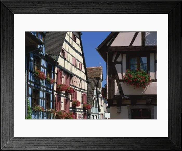 Framed Print : Colourful timbered houses, Riquewihr, Haut-Rhin, Alsace, France, Europe