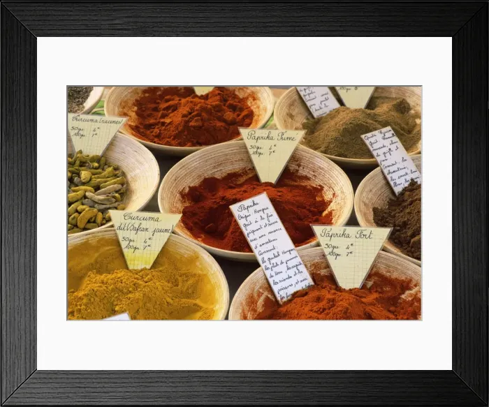 Framed Print : Spices for sale on market in the Rue Ste. Claire, Annecy, Haute Savoie Framed Print : Spices for sale on market in the Rue Ste. Claire, Annecy, Haute Savoie