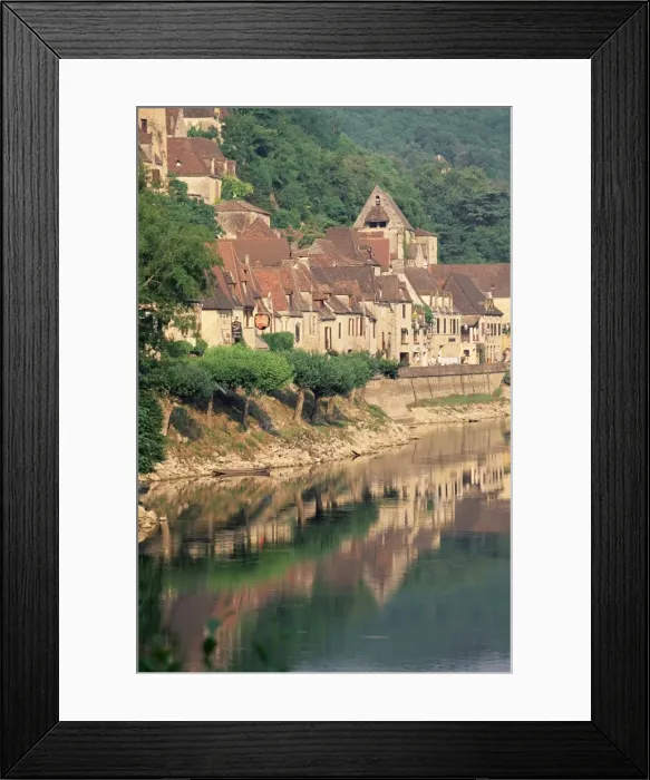 Framed Print : Village reflected in the water of the Dordogne River, La Roque-Gageac, Dordogne Framed Print : Village reflected in the water of the Dordogne River, La Roque-Gageac, Dordogne