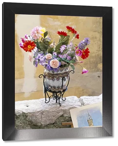 Flower arrangement, Eze, Alpes-Maritimes, Cote d Azur, Provence, France, Europe