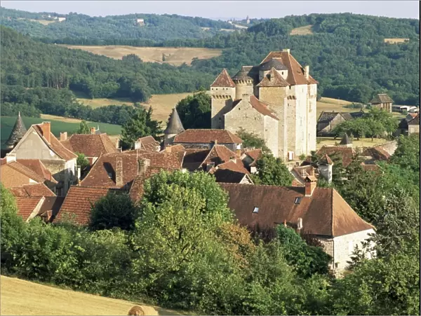 Castle and village, Curemonte, Correze, Limousin, France, Europe
