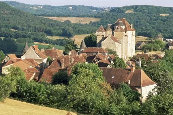 Castle and village, Curemonte, Correze, Limousin, France, Europe