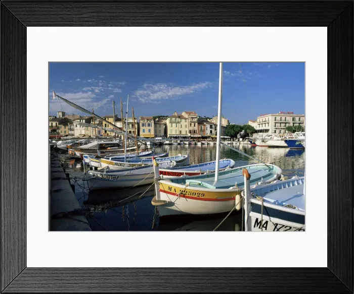 Framed Print : View across the harbour in the evening, Cassis, Bouches-du-Rhone, Provence Framed Print : View across the harbour in the evening, Cassis, Bouches-du-Rhone, Provence