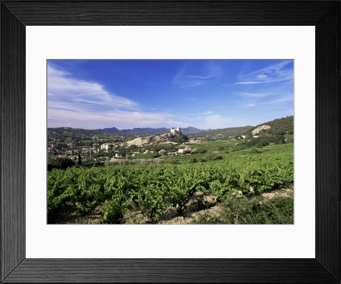 Framed Print : View to the castle from vineyard, Vaison-la-Romaine, Vaucluse, Provence, France, Europe Framed Print : View to the castle from vineyard, Vaison-la-Romaine, Vaucluse, Provence, France, Europe
