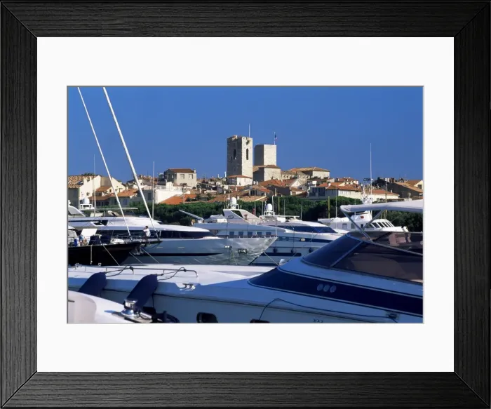 Framed Print : Old Town beyond yachts in Port Vauban marina, Antibes, Alpes-Maritimes Framed Print : Old Town beyond yachts in Port Vauban marina, Antibes, Alpes-Maritimes