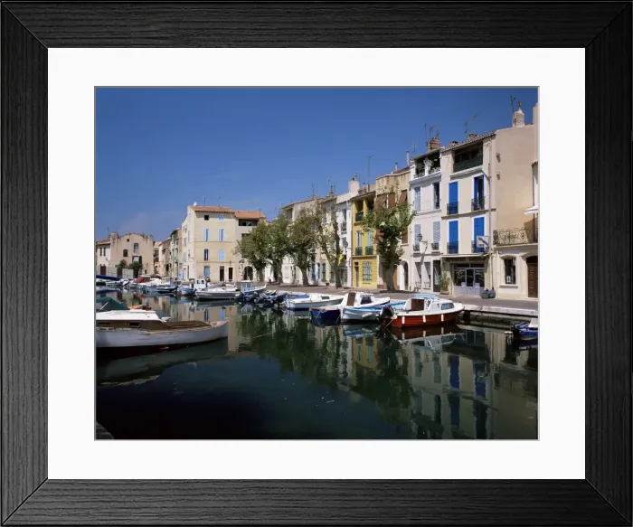 Framed Print : View across canal to colourful houses, Martigues, Bouches-du-Rhone, Provence Framed Print : View across canal to colourful houses, Martigues, Bouches-du-Rhone, Provence