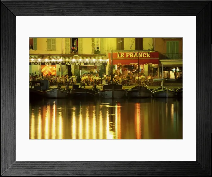 Framed Print : View across the harbour at dusk, Cassis, Bouches-de-Rhone, Provence-Alpes-Cote-d Azur Framed Print : View across the harbour at dusk, Cassis, Bouches-de-Rhone, Provence-Alpes-Cote-d Azur