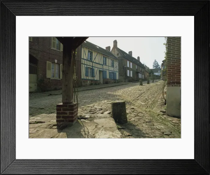 Framed Print : Cobbled street and colourful timbered house, Gerberoy, Oise, Picardie, France, Europe Framed Print : Cobbled street and colourful timbered house, Gerberoy, Oise, Picardie, France, Europe