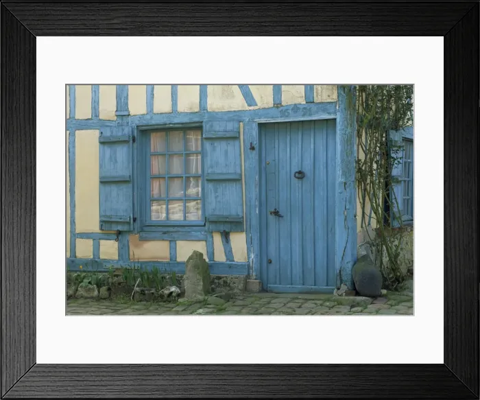 Framed Print : Ancient timbered house with the date of 1691 carved above doorway, Gerberoy Framed Print : Ancient timbered house with the date of 1691 carved above doorway, Gerberoy