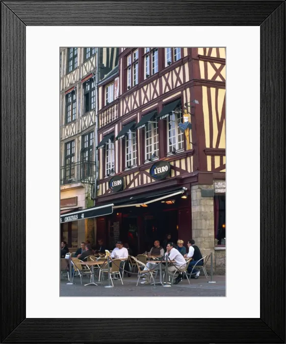 Framed Print : Restaurant and bar in the Place du Vieux Marche, Rouen, Seine-Maritime Framed Print : Restaurant and bar in the Place du Vieux Marche, Rouen, Seine-Maritime