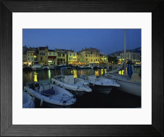 Framed Print : Harbour at dusk, Cassis, Bouches-du-Rhone, Cote d Azur, Provence, France Framed Print : Harbour at dusk, Cassis, Bouches-du-Rhone, Cote d Azur, Provence, France