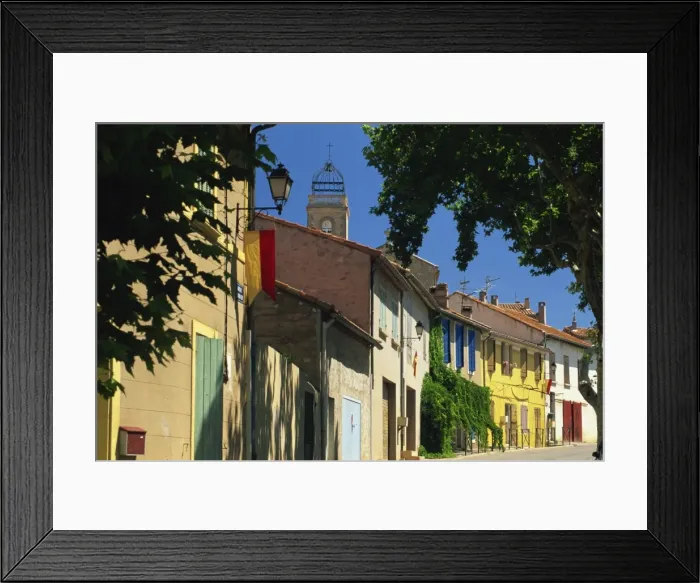 Framed Print : Colourful houses and church, Puyloubier, near Aix-en-Provence, Bouches-du-Rhone Framed Print : Colourful houses and church, Puyloubier, near Aix-en-Provence, Bouches-du-Rhone