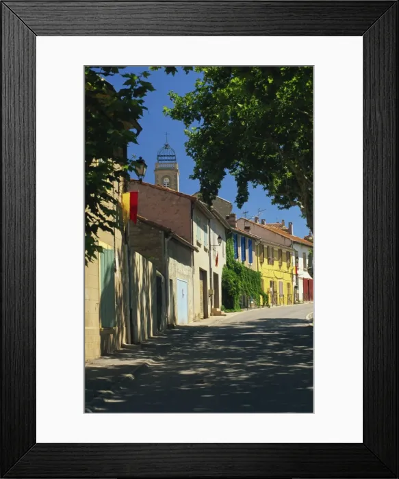 Framed Print : Colourful houses and church, Puyloubier, near Aix-en-Provence, Bouches-du-Rhone Framed Print : Colourful houses and church, Puyloubier, near Aix-en-Provence, Bouches-du-Rhone