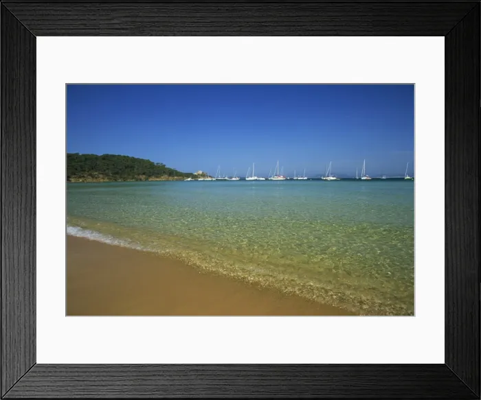 Framed Print : Turquoise waters off the Plage Notre Dame, Ile de Porquerolles, near Hyeres Framed Print : Turquoise waters off the Plage Notre Dame, Ile de Porquerolles, near Hyeres