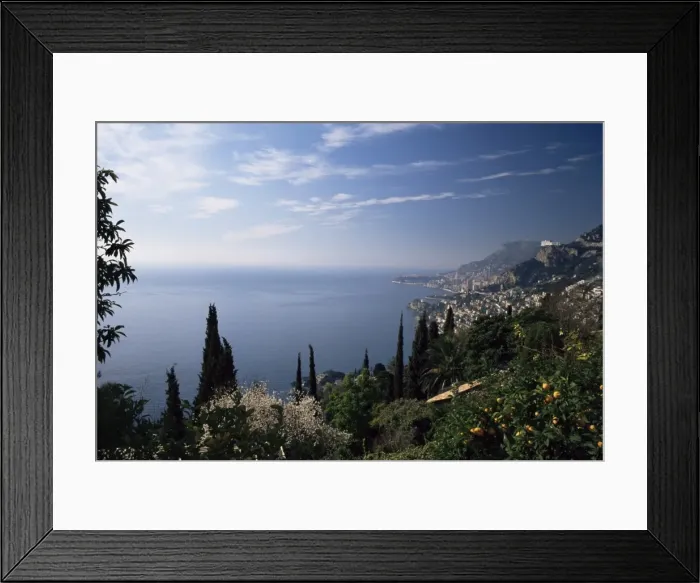 Framed Print : Roquebrune, view along coast towards Monaco, Alpes-Maritimes, Cote d Azur Framed Print : Roquebrune, view along coast towards Monaco, Alpes-Maritimes, Cote d Azur