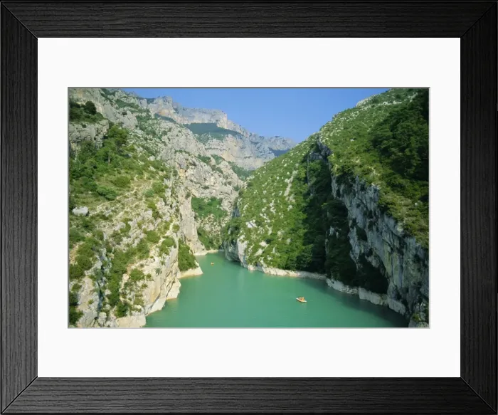 Framed Print : Small boats in the river, Grand Canyon du Verdon (Gorges du Verdon), Alpes-de-Haute Provence