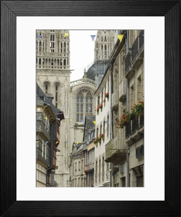 Framed Print : St. Corentin Cathedral and Rue Kereon, Quimper, Finistere, Brittany, Europe Framed Print : St. Corentin Cathedral and Rue Kereon, Quimper, Finistere, Brittany, Europe