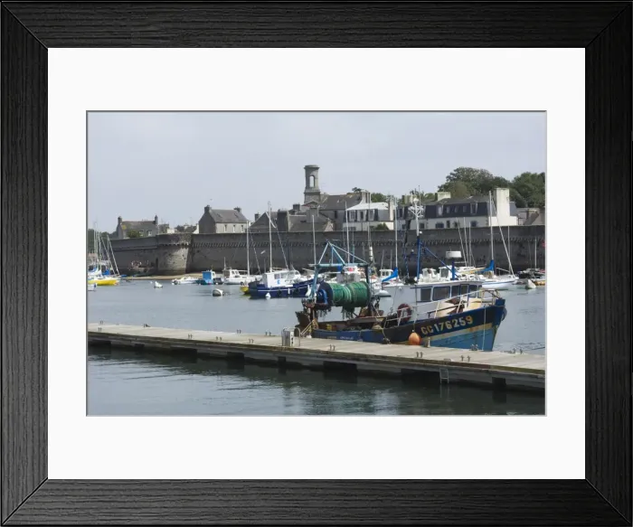Framed Print : The old walled town of Concarneau seen from the fishing harbour, Southern Finistere
