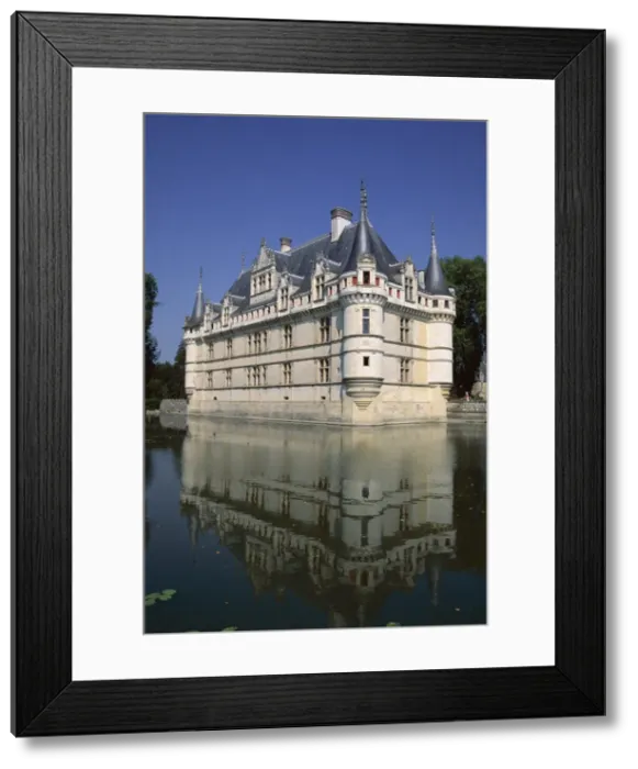 Framed Print : Chateau reflected in water, Chateau of Azay le Rideau, Loire Valley, France, Europe Framed Print : Chateau reflected in water, Chateau of Azay le Rideau, Loire Valley, France, Europe