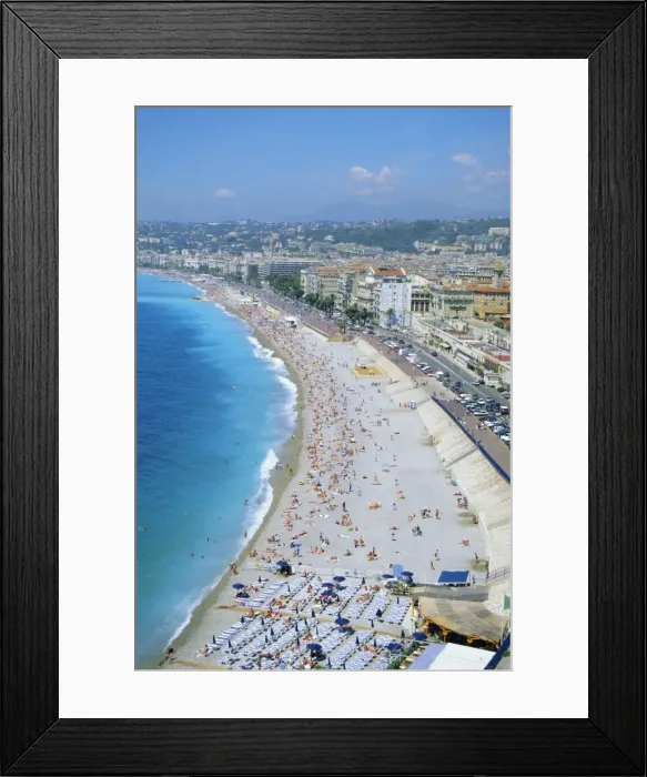 Framed Print : View over the beach and Nice, Cote d Azur, Alpes-Maritimes, Provence, France, Europe