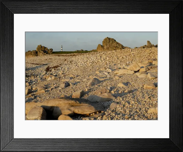 Framed Print : Rocky beach and lighthouse, Island of Ushant (Ile d Ouessant), Brittany Framed Print : Rocky beach and lighthouse, Island of Ushant (Ile d Ouessant), Brittany