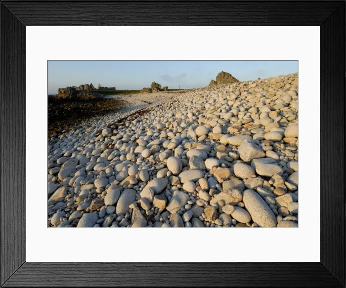 Framed Print : Boulder beach and lighthouse, Island of Ushant (Ile d Ouessant), Brittany Framed Print : Boulder beach and lighthouse, Island of Ushant (Ile d Ouessant), Brittany