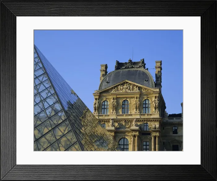 Framed Print : Detail of the Louvre and pyramid, Paris, France, Europe Framed Print : Detail of the Louvre and pyramid, Paris, France, Europe