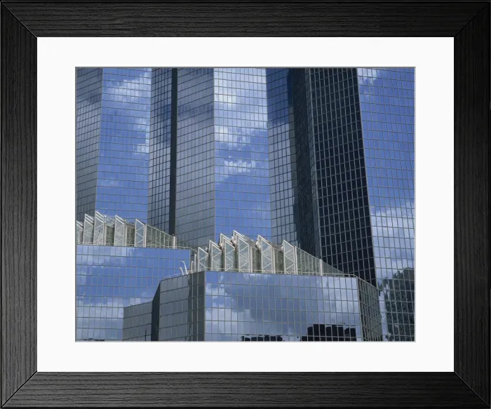 Framed Print : Glass exterior of a modern office building, La Defense, Paris, France, Europe Framed Print : Glass exterior of a modern office building, La Defense, Paris, France, Europe