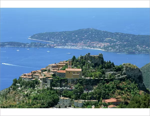 The town of Eze and the coast of the Cote d Azur, Provence, France